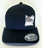 Linn County Cornhole Flexfit (Black/White) - 110 Mesh-Back Cap - 110M